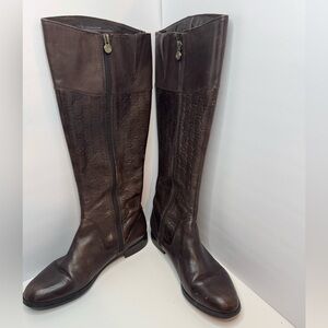 Etienne Aigner Gilbert Brown Leather Knee-High Boots Size 7.5M